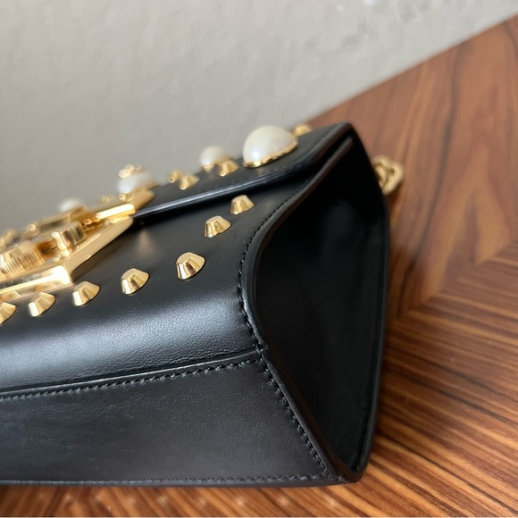 Gucci Calfskin Studded Small Padlock Shoulder Bag Black - Picture 8 of 16